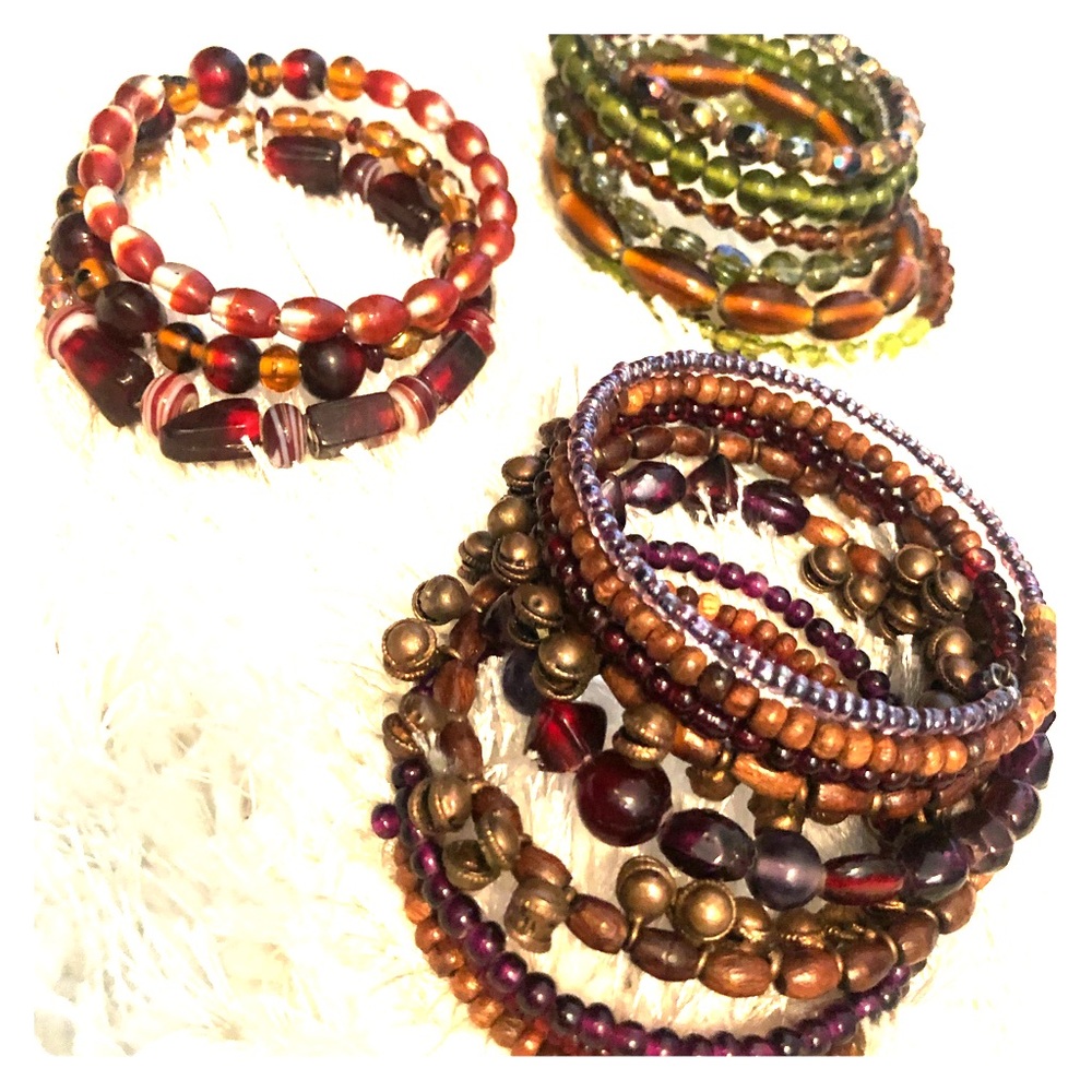 Beaded slinky coil bracelets